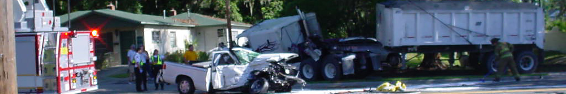 truck and tractor trailer crash site